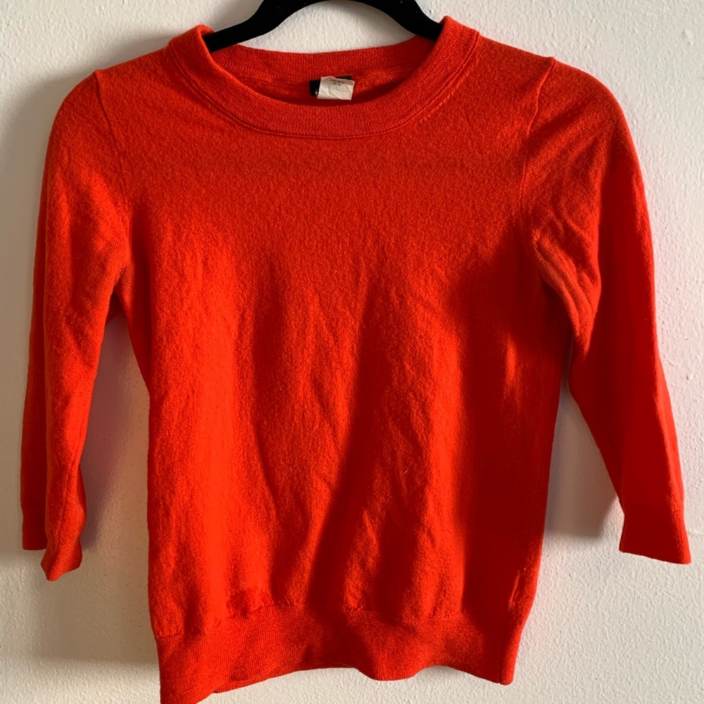 Red 3/4 sleeve merino wool sweater from jcrew